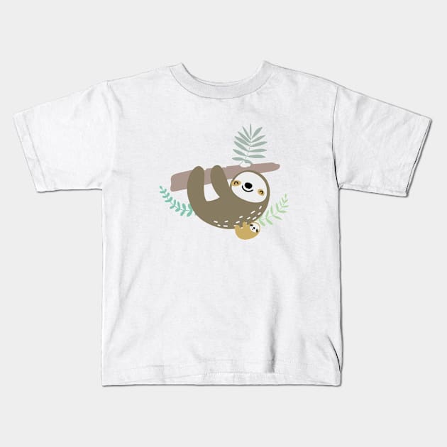 Cute sloths in the jungle. Kids' things. Kids T-Shirt by Yurapura